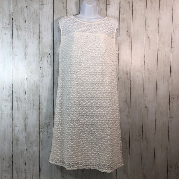 Adrianna Papell Dresses & Skirts - Adrianna Papell Crocheted Lace White Sleeveless Sheath Dress